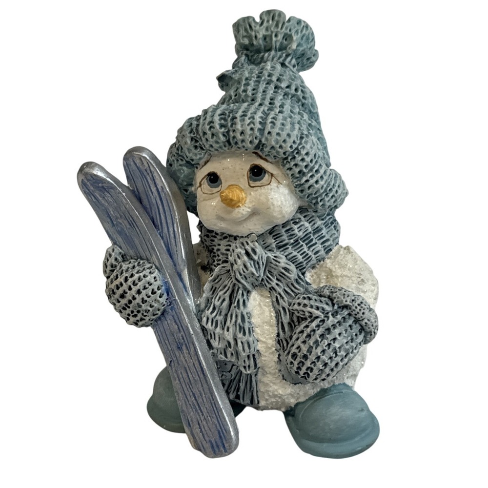 Vintage Christmas Snowman Dreamsicles Northern Lights Ski School 1998 White Blue